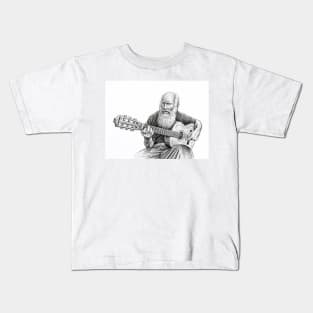 Old man guitar drawing Kids T-Shirt